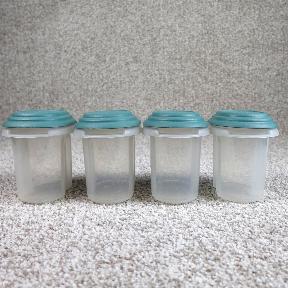 Anchor Hocking 2.5 Cup 592ml Plastic Food Storage Containers Teal Lids Set of 4